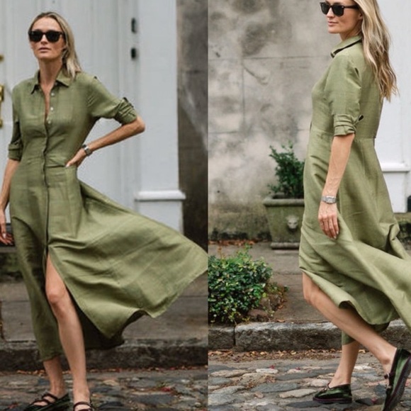 Classic Olive Long Sleeve Dress - Picture 2 of 5